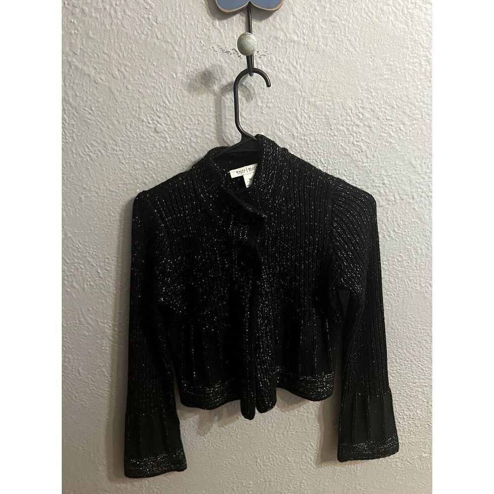 White House Black Market Women's Black Cropped Cardigan Size XS‎